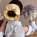 Forest style yellow plaid large intestine hair tie for women classy sense of pastoral lazy style hair rope ball head tie hair headwear