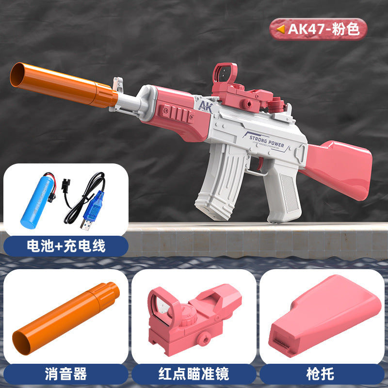 New arrival cross-border electric ak47 continuous water gun automatic water absorption high pressure strong water spray water gun water gun toy