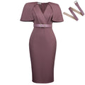 D623 european and american new style dress plus size women's elegant commute slimming v-neck cape foreign trade dress