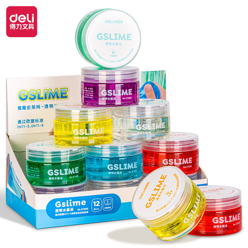 Deli 67866 transparent crystal mud color canned toy mud children DIY slime colored mud puzzle wholesale