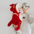 Baby boys' and girls' fleece-lined, extra-thick winter outfit - festive new year's bodysuit - super cute and trendy newborn baby's new year's greeting winter wear