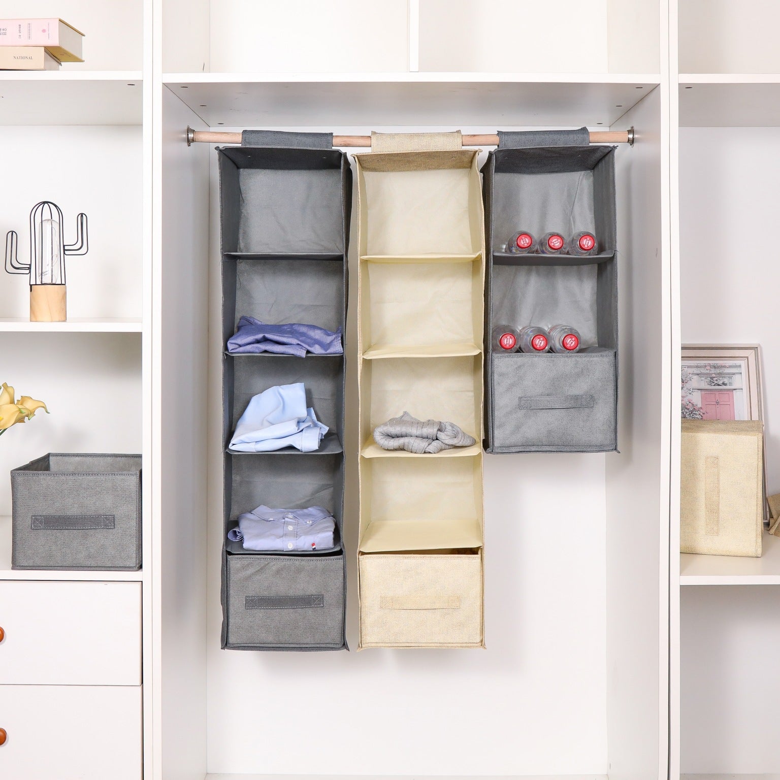 Washable wardrobe layered hanging storage hanging bag folding three-dimensional household wardrobe multi-functional storage artifact