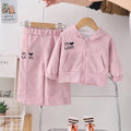 new trendy kids' fashionable baby spring/autumn letter & heart hooded long sleeve two-piece set - girls' spring outfit