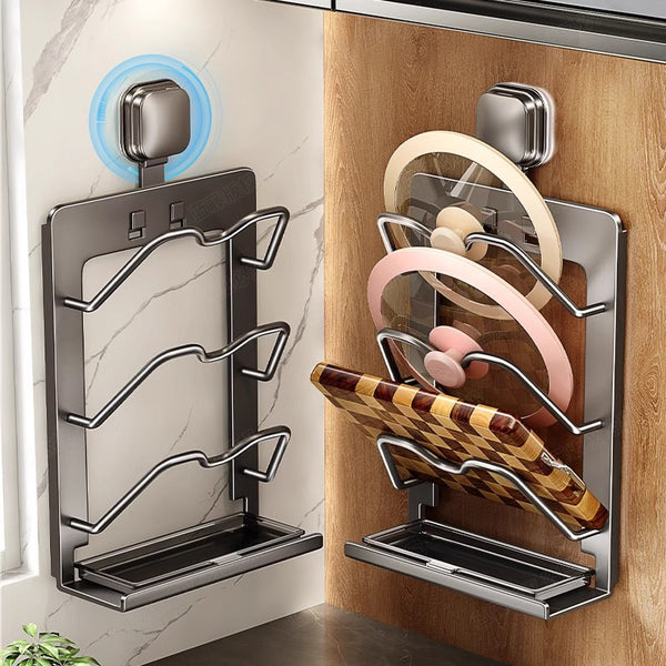 Suction cup Kitchen lid rack Multifunctional wall cutting board storage artifact No punching Wall wall hanging storage rack