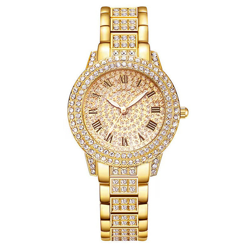 Live broadcast of the most popular diamond-encrusted roman pattern women's watch, bracelet, cornucopia, women's model, one-piece dropshipping source