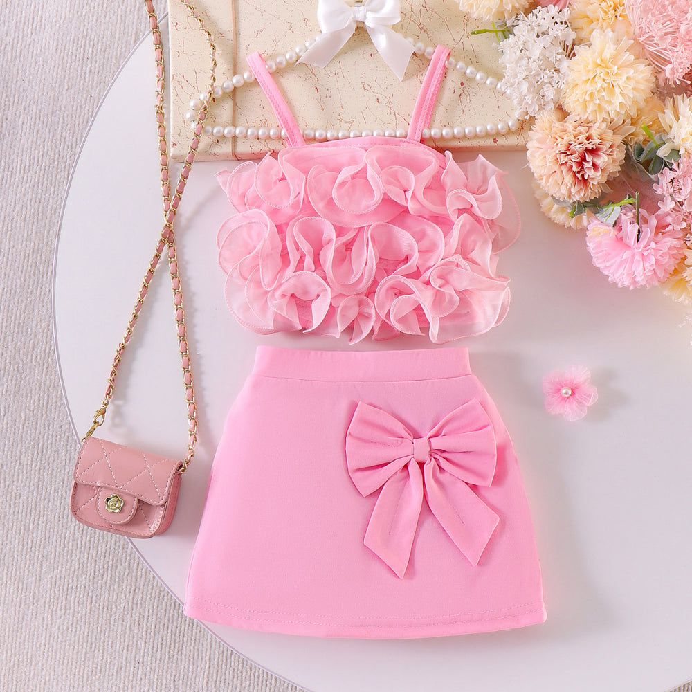 Kids clothing  cross-border new arrivalfashionspring & fallgirl pink vest + skirt baby