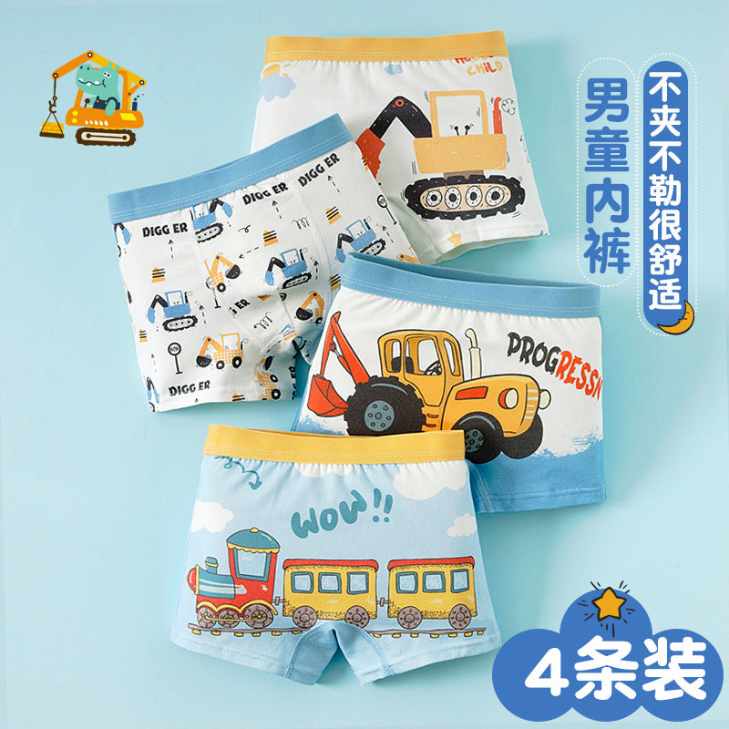 Boys' underwear Children's Class A cotton boxer shorts Breathable and bacteriostatic medium and older boys' boxers do not clip pp