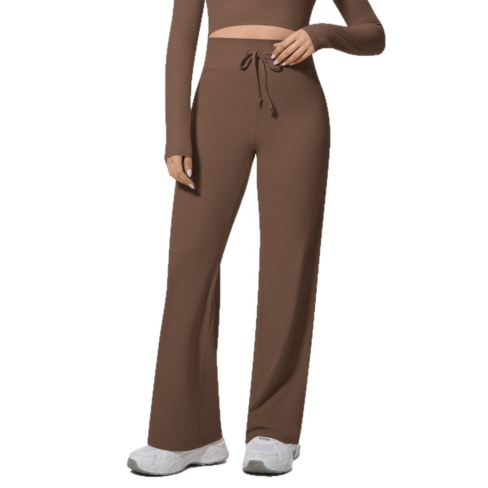 New arrival cross-border double-sided nylon high waist elastic loosecasual wide-leg nine-point pants running fitness yoga bottom pants