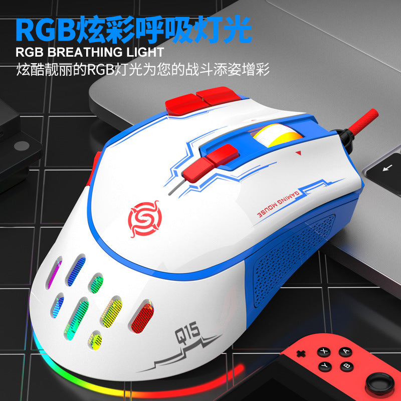 Viper q15 wired mechanical mouse - macro programmable, rgb lighting, pc laptop gaming mouse for esports and cf
