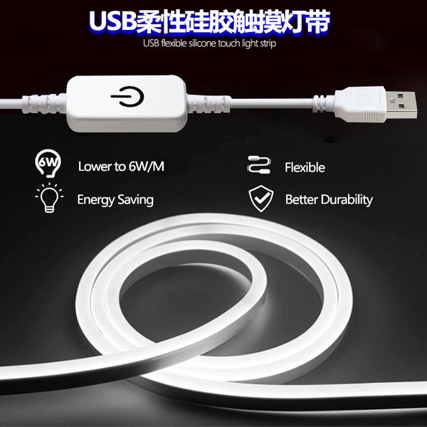 USB touch monochrome neon light flexible DIY silicone dimming light with live fill light ambient light makeup mirror headlight