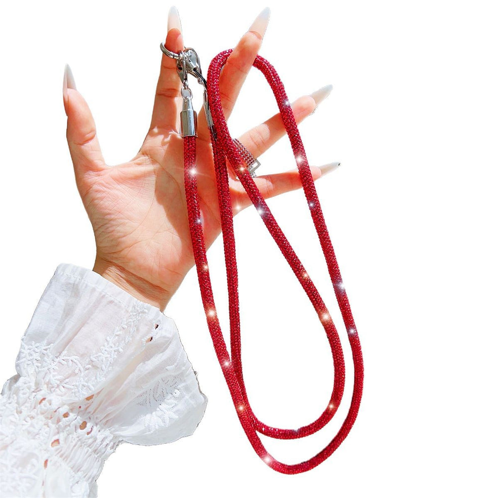 New 7mm full diamond long crossbody phone lanyard - hot selling sparkling rhinestone, premium single shoulder chain