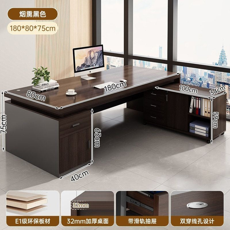Modern home office desk computer table with chair, thickened desktop study table, office executive writing desk