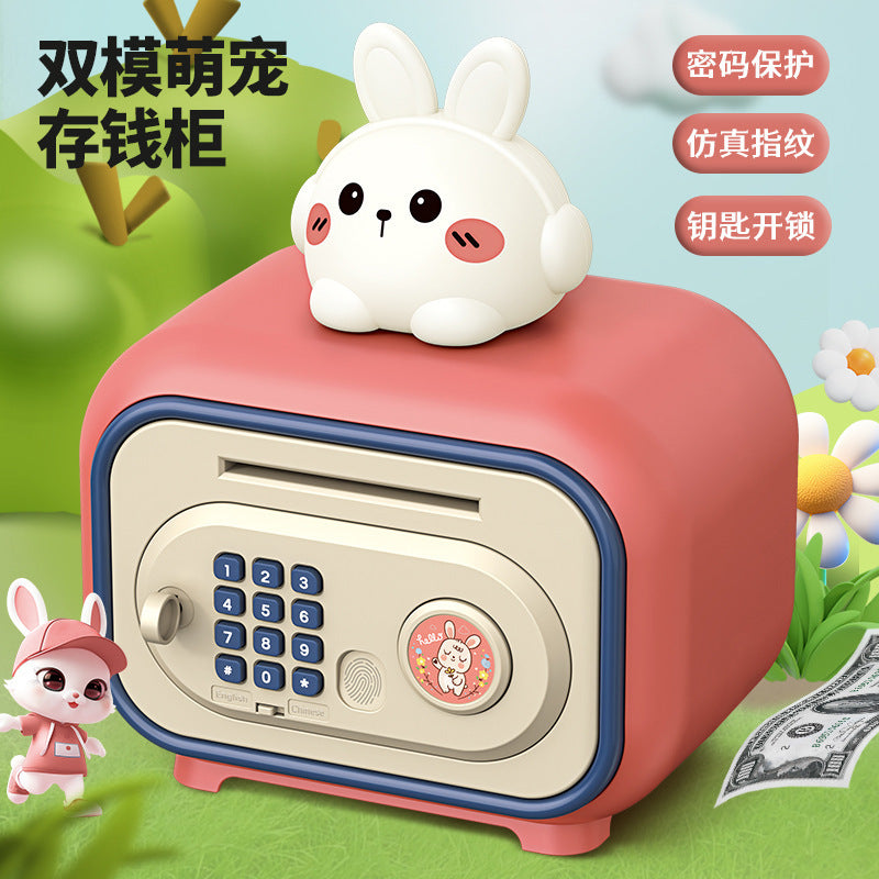 kids cartoon piggy bank multi-function large capacity dual-mode unlocking automatic sensor money-saving toy