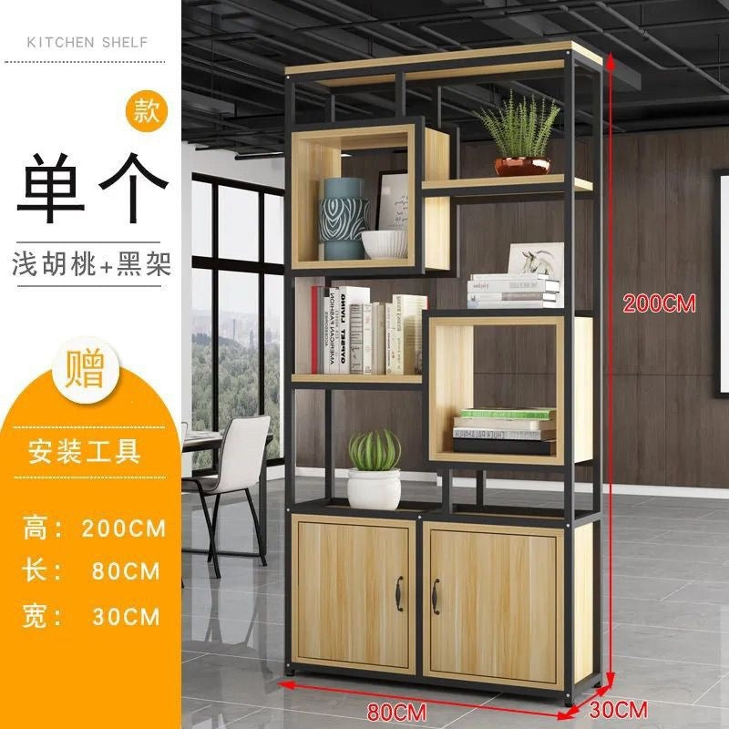 Office screen partition bookshelf storage rack iron floor-standing flower rack decorative rack dining room living room entrance display rack