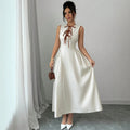 french chic sleeveless tank top women's summer new arrival ruched waist design minimalist versatile maxi dress