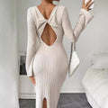 export women's sexy & sweet style dress - spring/summer backless design, high-waisted slit maxi dress