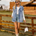 Fashion cross-border women's clothing  new independent station stylishflap pocket pantscasual washed denim vest waistcoat tops