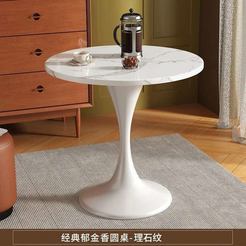Round dining table, nordic casual, vintage walnut, small apartment, balcony tulip coffee, negotiation, milk tea
