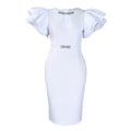 D580 european and american cross-border summer round neck lotus leaf sleeve studded hip-hugging dress party banquet cut out foreign trade dress