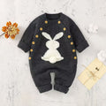 New european and american solid color baby knitted rabbit button romper outdoor wool baby jumpsuit cross-border 024