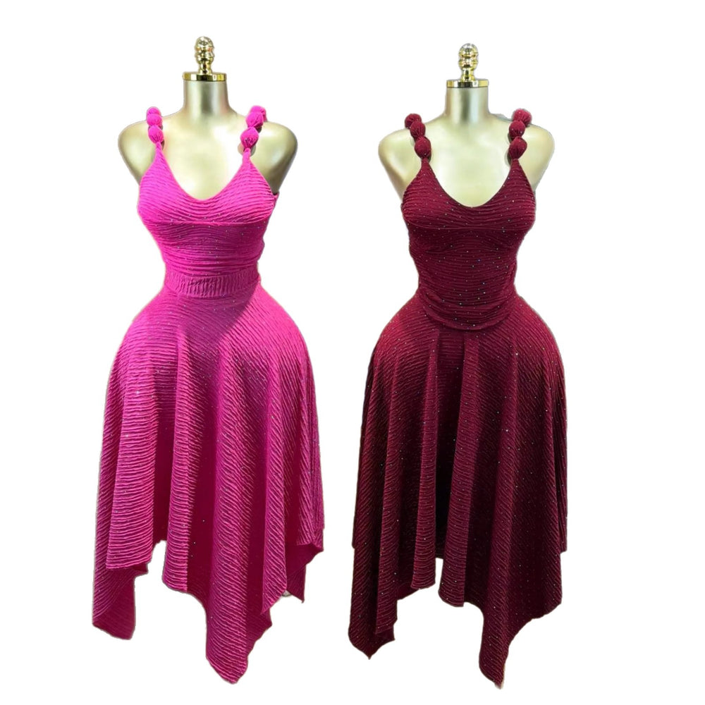 European and american cross-border women's clothing:  summer new collection - elegant and sweet v-neck sleeveless top with asymmetrical midi skirt set