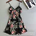 Women's sexy deep v-neck nightgown lace satin sleeveless slip dress lingerie home dress