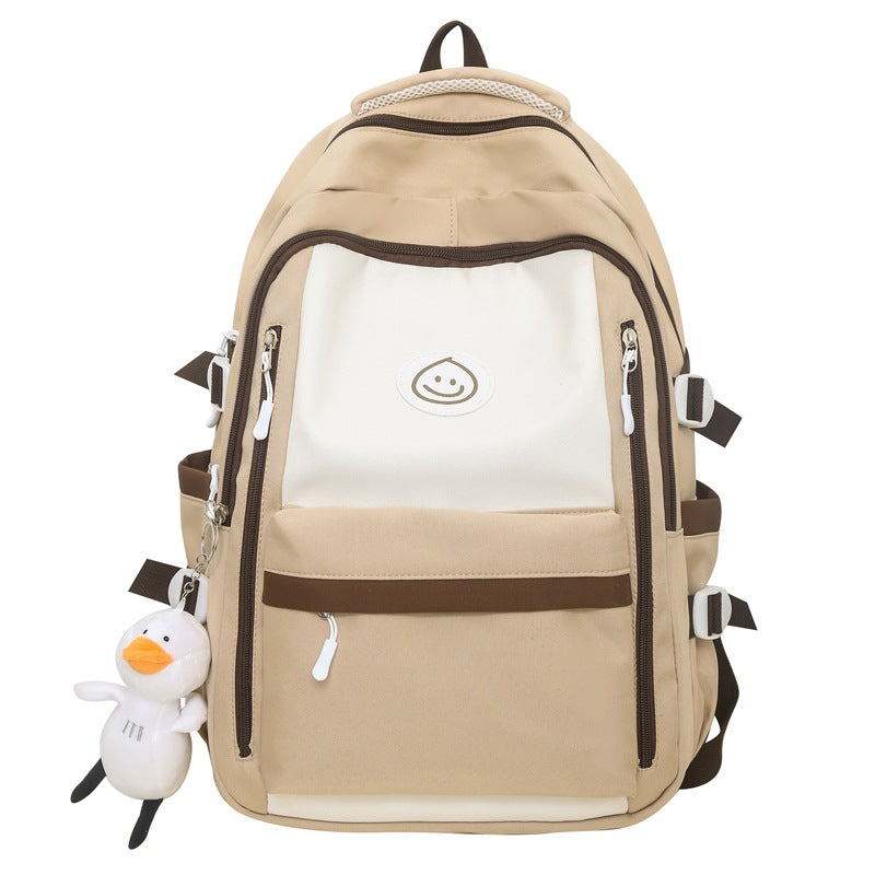 New high-quality contrasting color schoolbag large-capacity nylon backpack junior high school student bag fashion trend leisure bag