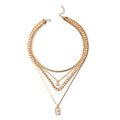 Wholesale alloy necklaces - new european and american cross-border style: minimalist diamond-studded rhombus square pendant, sun charm, multi-layer choker necklace for women
