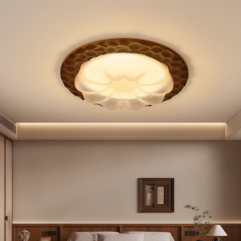 Wabi silent wind bedroom ceiling light walnut pattern retro wind bedroom ceiling light medieval master bedroom light minimalist study light