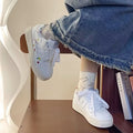 Women's white sneakers - spring 2026 new collection: student style, chunky sole, versatile athletic shoes with graffiti design - trendy & instagrammable