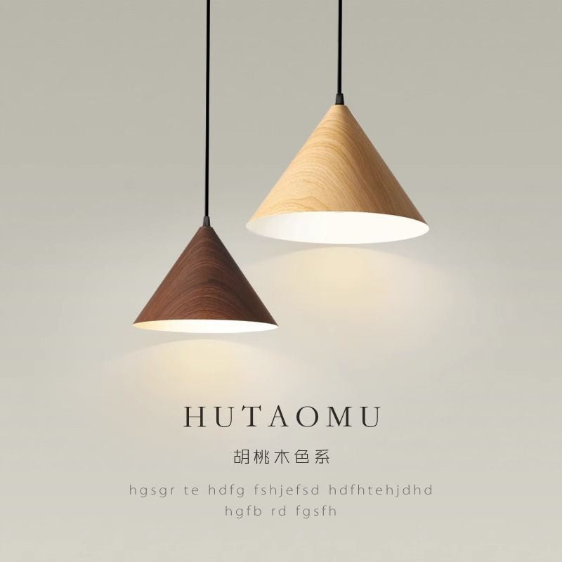 Nordic restaurant pendant light, creative walnut wood bedroom bedside lamp, kitchen bar table lamp, retro small pendant light
