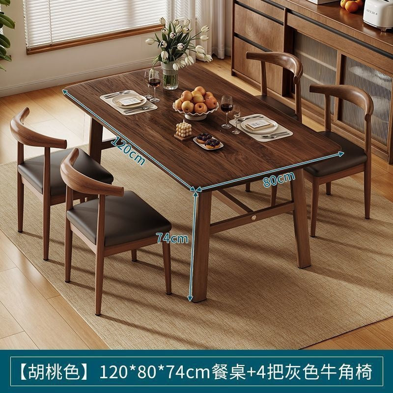 Dining table and chair combination small apartment for home rectangular table and chair commercial breakfast shop dining table and chair fast food restaurant iron horn chair