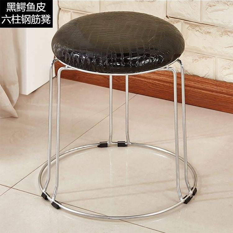 Soft stool, durable shoe changing stool, casual stool, for home bench, solid wood surface low stool, round stool, thickened steel stool