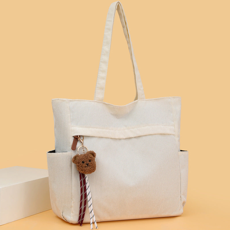 Corduroy large capacity women's bag new arrivalfashioneasiest for matchsatchel bag work clothing bag casual shoulder bag tote bag