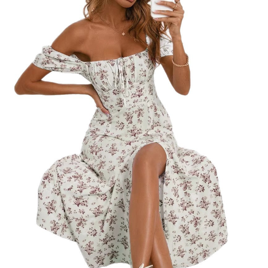 spring new arrival: french floral print backless bodycon cami dress with slit