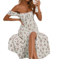 spring new arrival: french floral print backless bodycon cami dress with slit