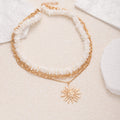 Natural shell necklace wholesale cross-border niche accessible luxury jewelry sun pendant multi-layered vacation style clavicle chain