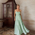 Aliexpress cross-border fashion: new summer european and american style - vintage-inspired, sexy, backless, flowy maxi dress with spaghetti straps