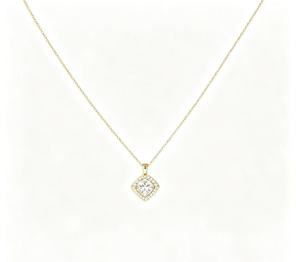 new style accessible luxury inlaid six-claw zircon copper zircon 14k gold necklace female golden elegant clavicle chain heart