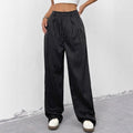 new european and american women's blue striped casual wide-leg trousers for commuting and leisure