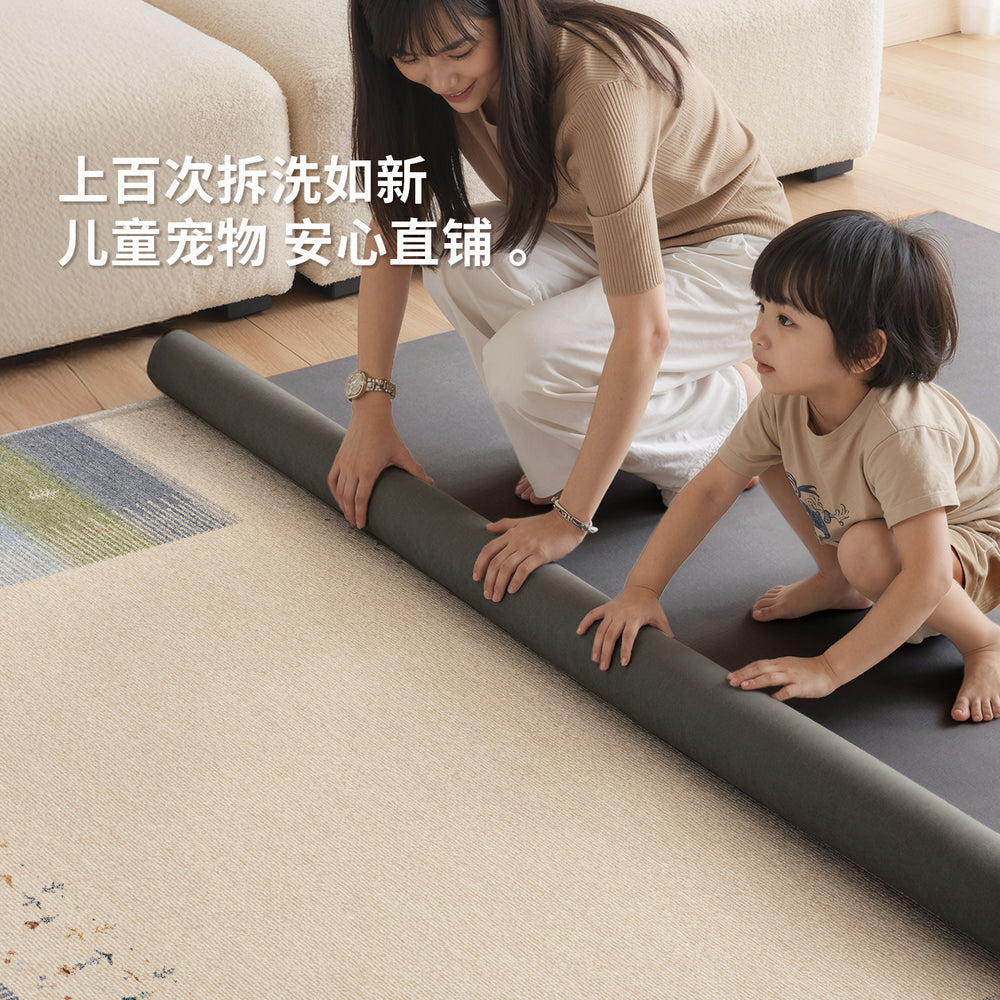 Removable and washable carpet living room bauhaus blue coffee table sound insulation dopamine medieval detachable double layer carpet bedroom