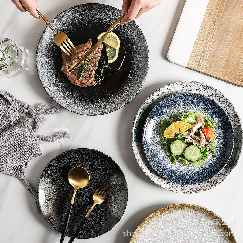 Japanese-style influencer dinner plates restaurant tableware commercial steak plates creative flat plates household dinner plates unique snack dishes