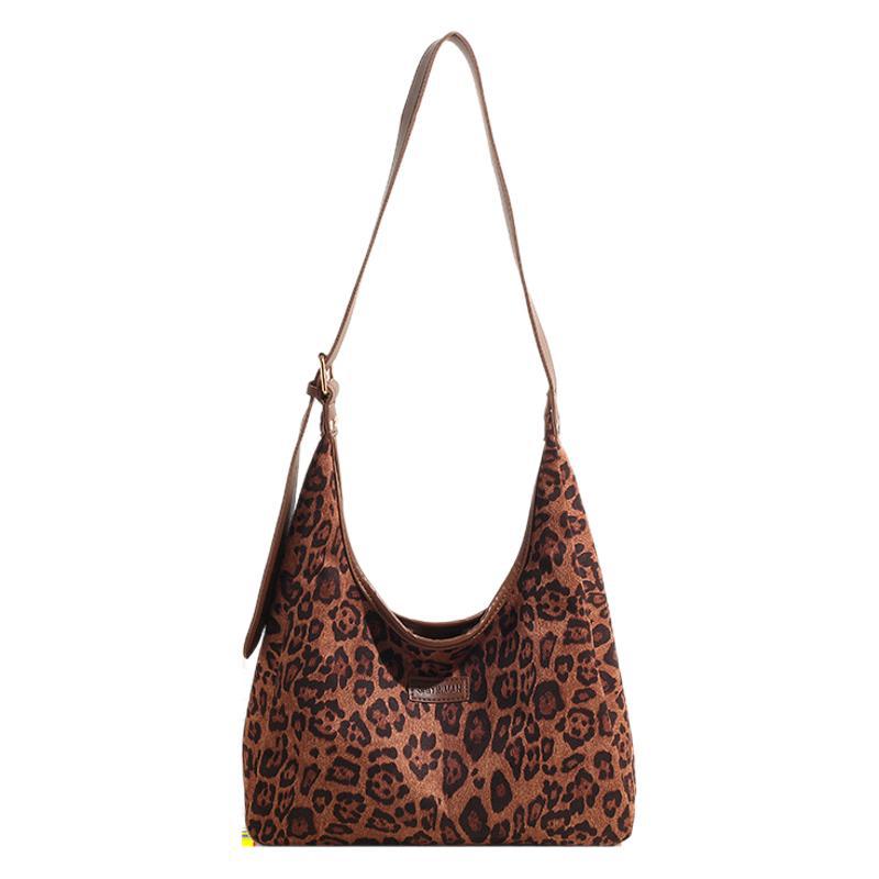Suede leopard print small bag women's 2025 new fashion underarm dumpling bag autumn and winter retro matte shoulder bag