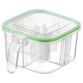Transparent four-compartment spice box with spoons, creative flip-top kitchen seasoning container, plastic airtight jar, household seasoning bottle set