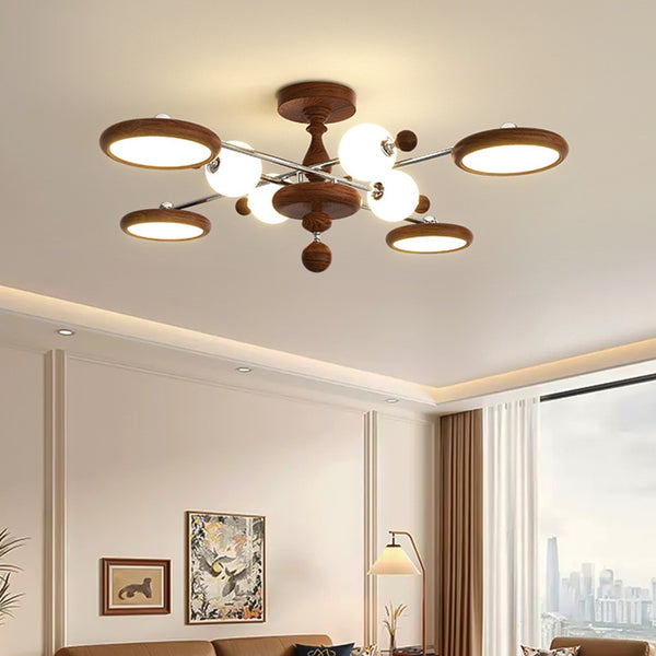 Medieval wabi-sabi wind frisbee living room main light walnut color retro atmosphere ceiling light design sense dining room bedroom light