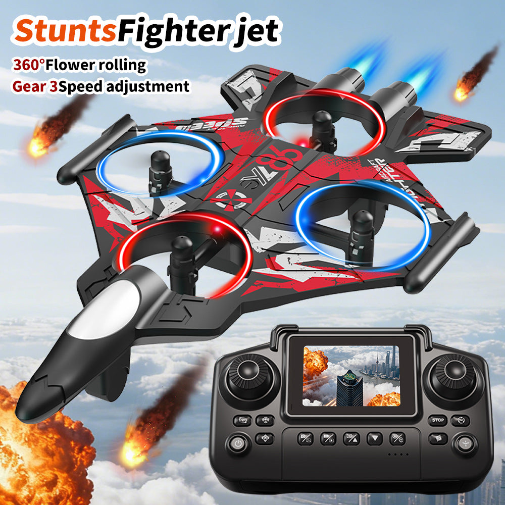 yl86 screen-controlled combat drone with light stunts, four-rotor circling, fixed height, and crash-resistant aircraft toy