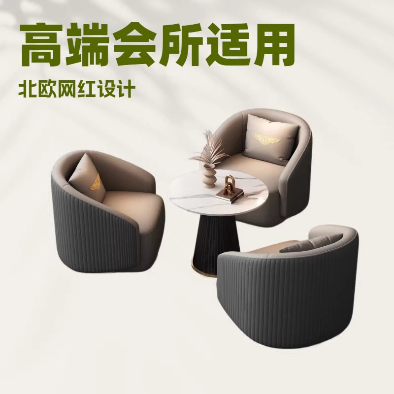 Coffee shop negotiation table and chair set, light luxury single sofa and coffee table combination, commercial beauty salon reception leisure table and chair set