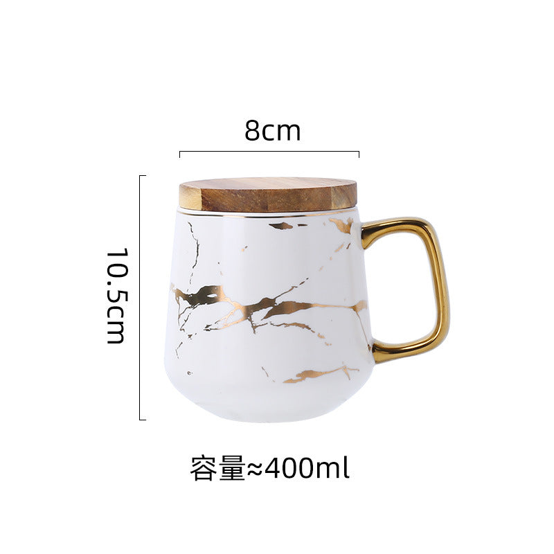 Nordic-style, gold-traced marble ceramic mug – a high-end choice for office afternoon tea, milk, or coffee