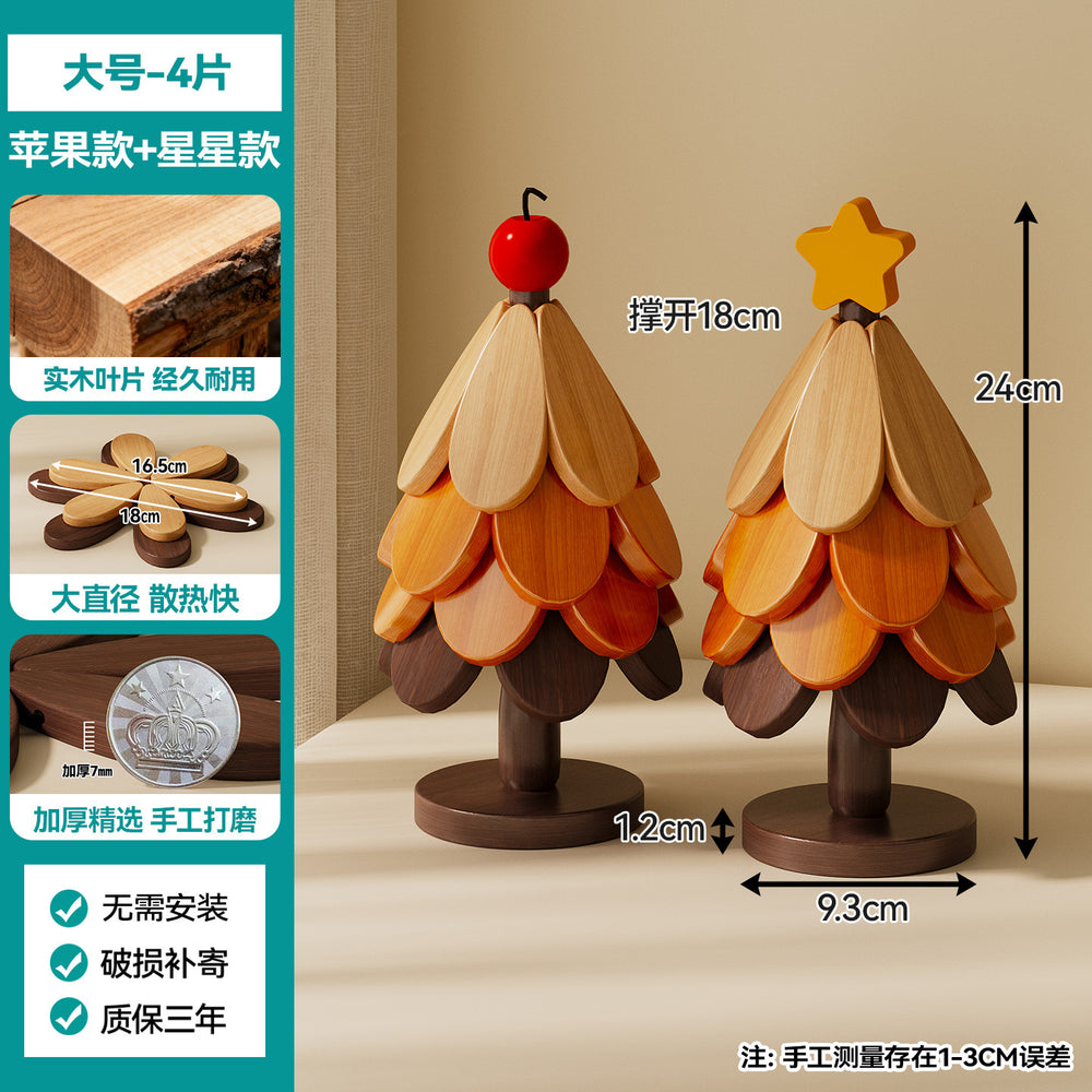christmas tree solid wood insulation mat, a tree coaster, dining table decoration, creative oven mitts pad, high temperature resistant pot and bowl pad