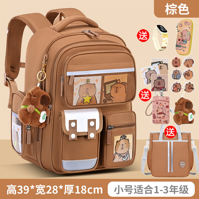 Capybara backpack - perfect for elementary school students (grades 1-6), boys and girls. spine-protecting, lightweight, and extra-sized
